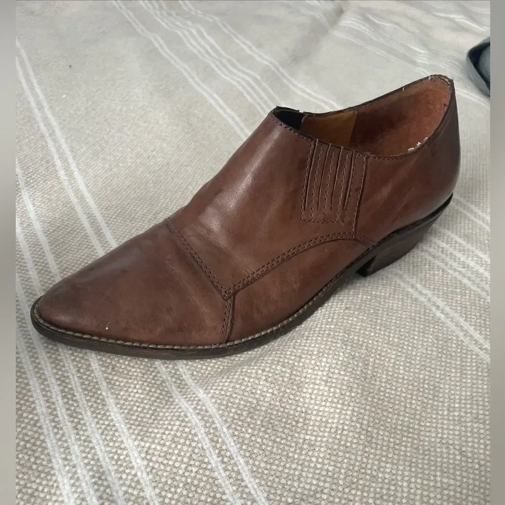 Nicole Vintage Brown Leather Ankle Booties 7.5 Western